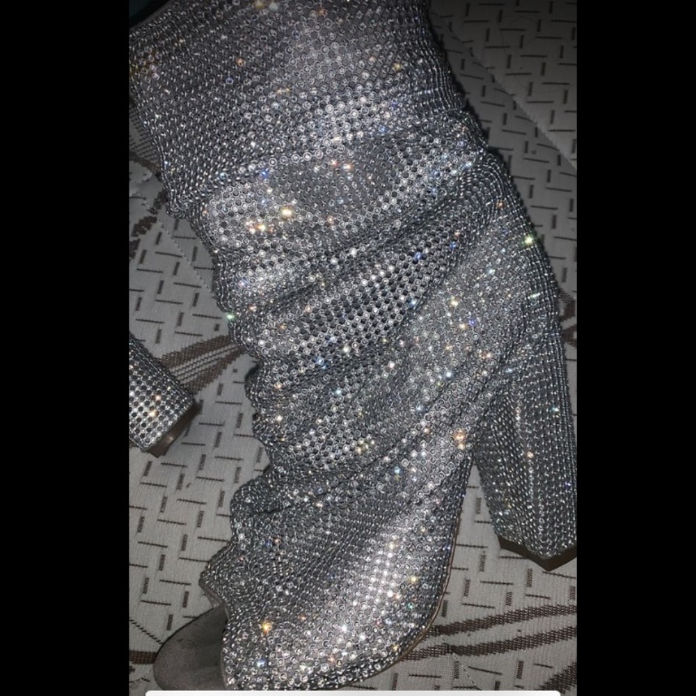 Rhinestone peep toe bootie heels! Size 8